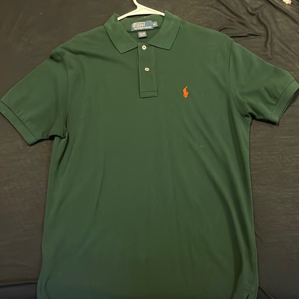 Polo by Ralph Lauren mens medium green and orange polo